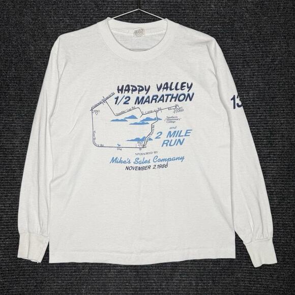 vtg 1986 happy valley 1/2 marathon southern missionary college long sleeve tee - Picture 1 of 8
